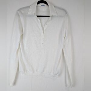 MALO White CottonKnit  Polo Long Sleeve Top Size 44